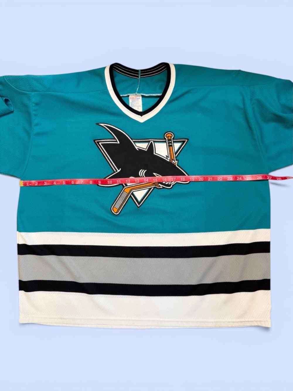 NHL Jersey San Jose Sharks CCM Maska Teal Black White Sz XXL Hockey Jersey VTG - Picture 10 of 11
